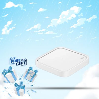 Samsung Super Fast Wireless Charger(Max 15W) White (EP-P2400) With 25w 3 Pin PD Adaptor And Type-C to Type-C Cable 1m With Free Gift