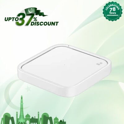 Samsung Super Fast Wireless Charger(Max 15W) White (EP-P2400) With 25w 3 Pin PD Adaptor And Type-C to Type-C Cable 1m